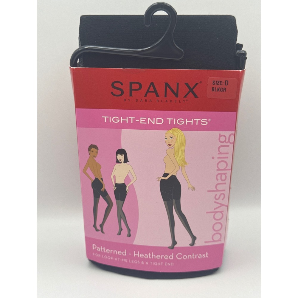 Spanx‎ Tight-End Tights Patterned Heathered Contrast Bodyshaping BLKGR Sz D NEW